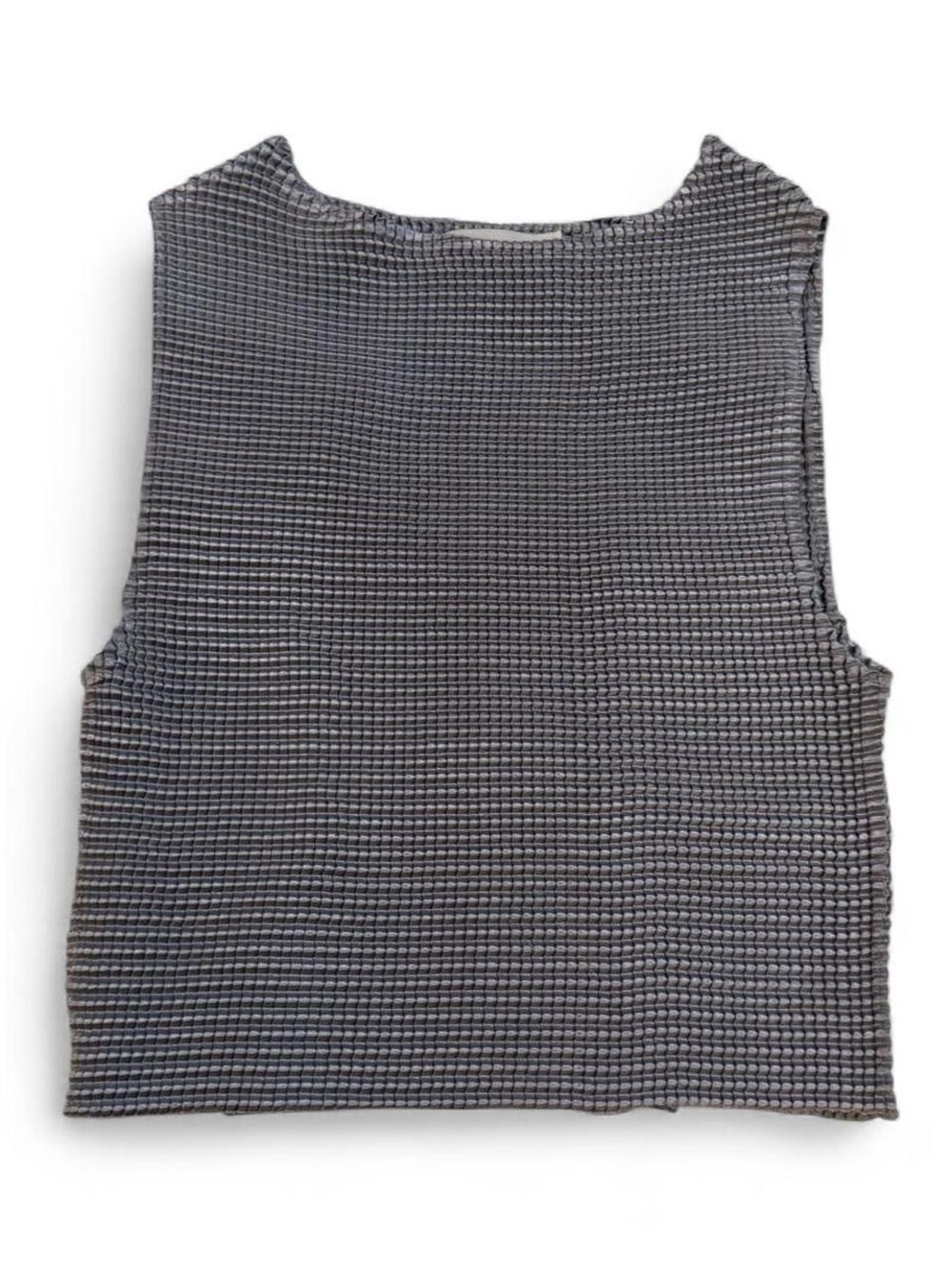 Vintage Grey Silver Crinkled Crop Top